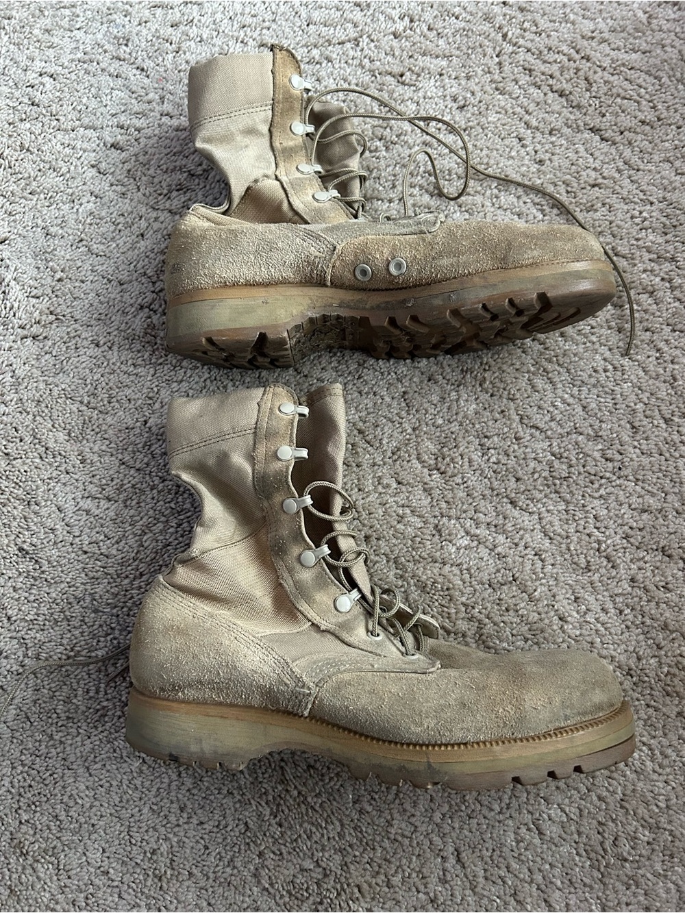 Tan Suede Combat Boots - Lace-Up Tactical Boots